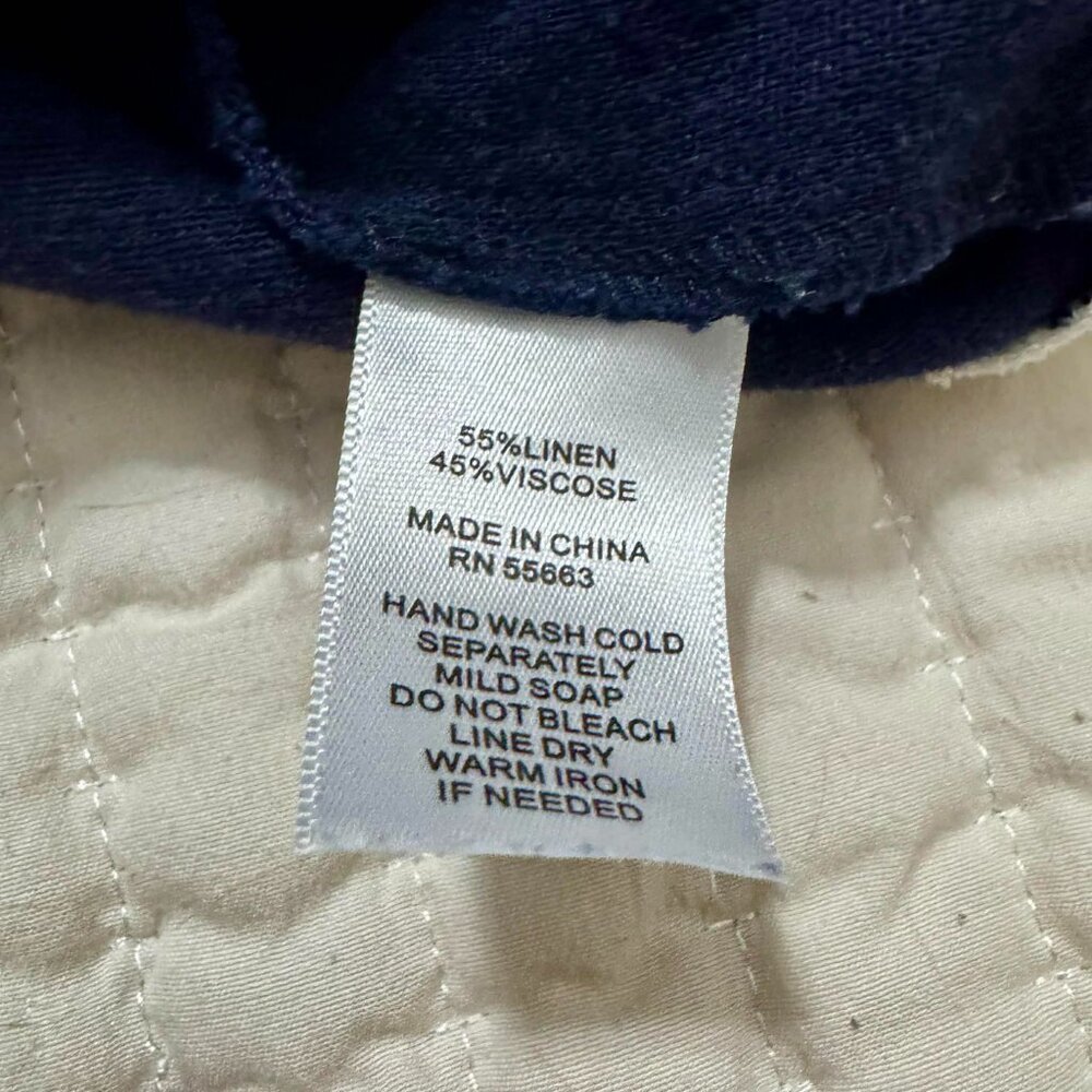 Cynthia Rowley Contrast Trim Linen Dress Navy White Size Large - Picture 5 of 6